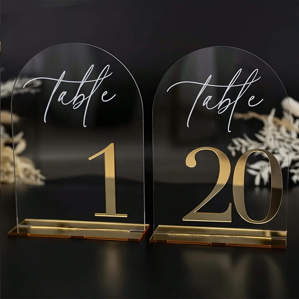 Table Number Gold - Aangepaste 1 en 10 stuks helder