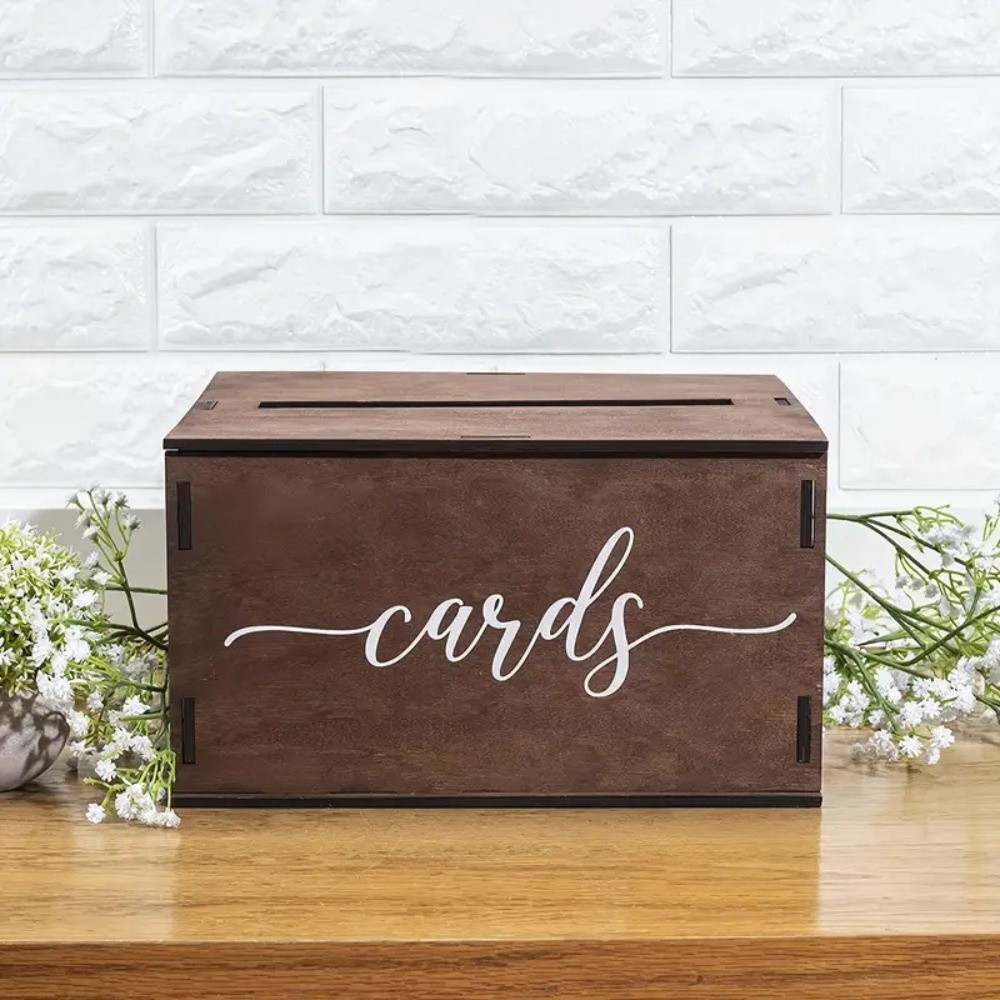 Wedding Card Box - Nieuwe houten trouwkaartendoos met deksel Decoratieve
