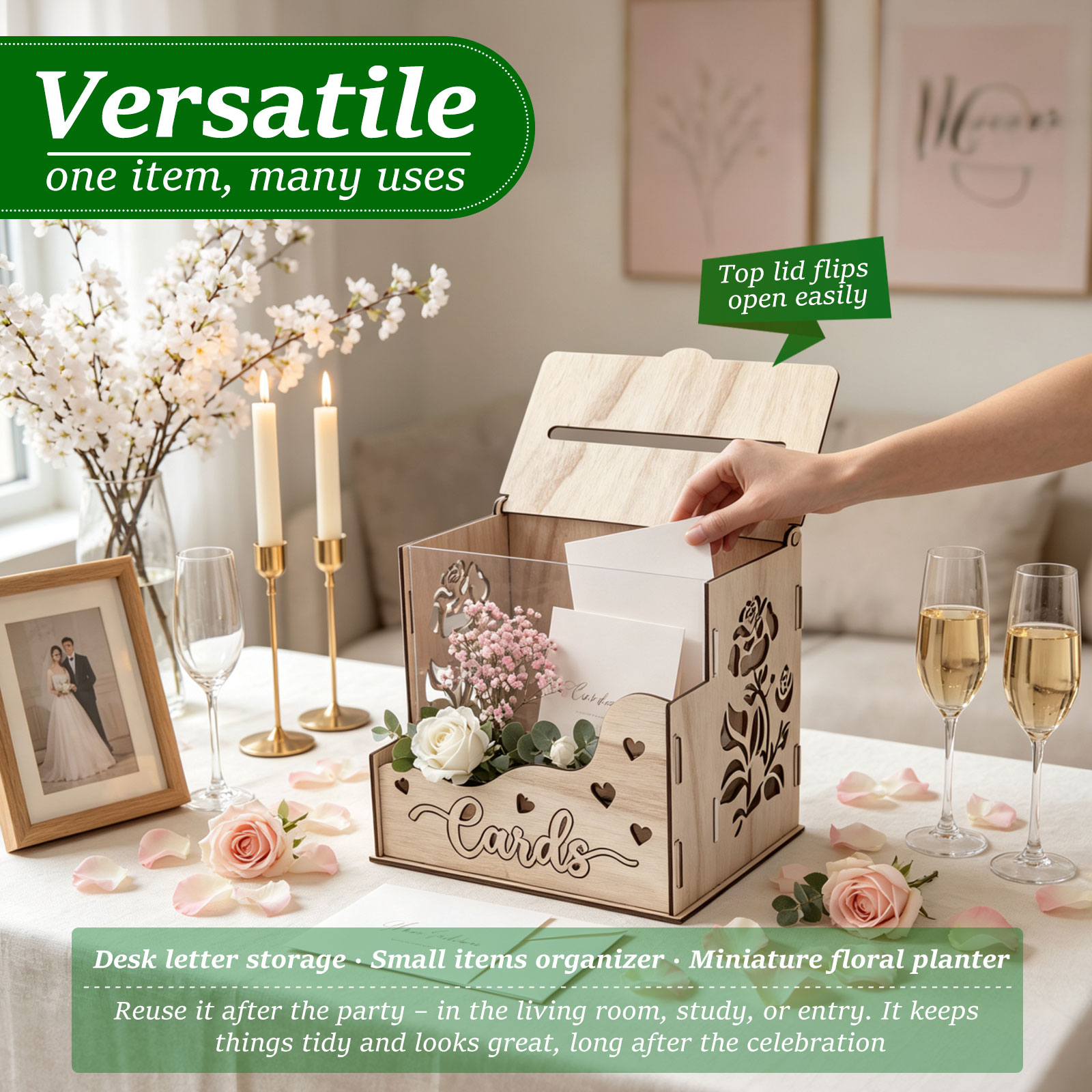 Houten feestkaartendoos met ac - Wedding Card Box recensie en prijs