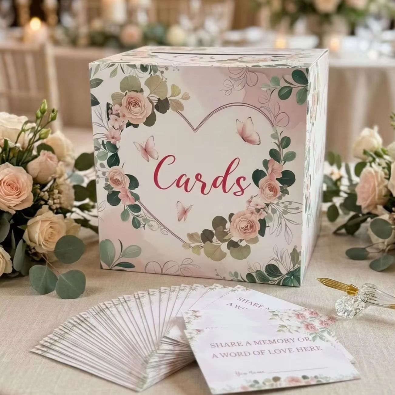 Witte bloemen bruiloft kaarten - Wedding Card Box recensie en prijs