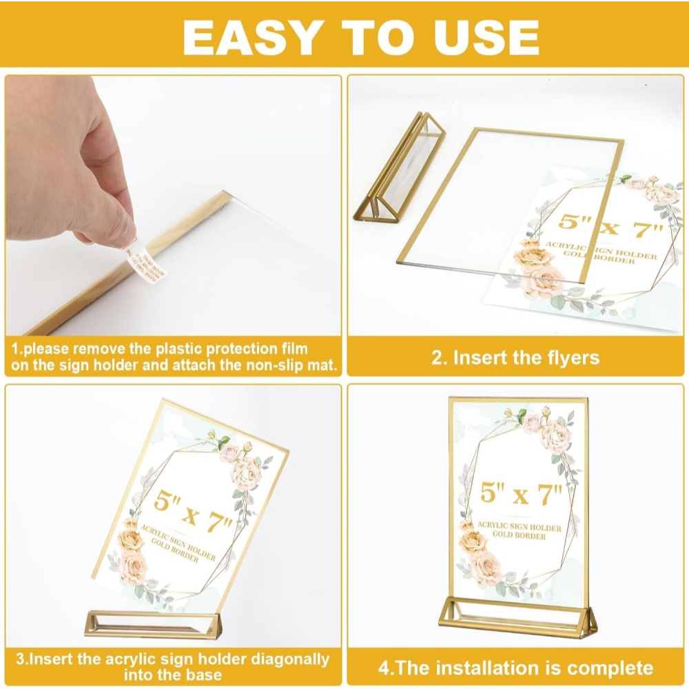 6Pack 5x7 heldere acryl bordho - Table Number Gold recensie en prijs