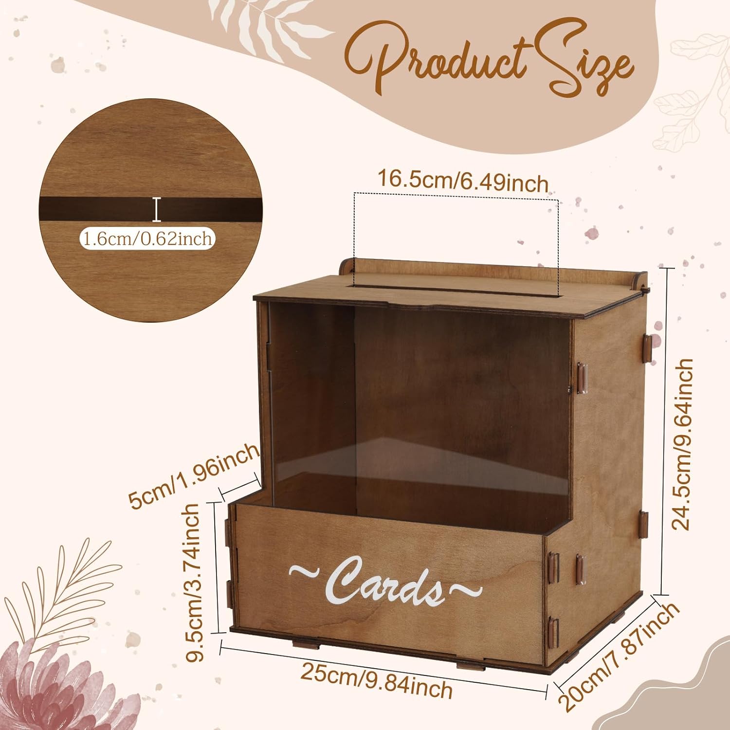 Houten trouwkaartdoos met bloe - Wedding Card Box recensie en prijs